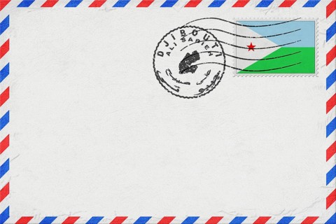 Djibouti Ali Sabieh Vintage Air Mail Envelope with Flag and Postmark