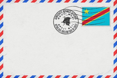 Democratic Republic of Congo Mbuji Mayi Vintage Air Mail Envelope with Flag and Postmark