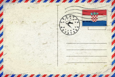 Croatia Rijeka Vintage Air Mail Envelope with Flag and Postmark