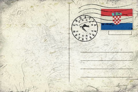 Croatia Zagreb Old Style Mail Envelope with Flag and Postmark