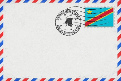 Democratic Republic of Congo Goma Vintage Air Mail Envelope with Flag and Postmark