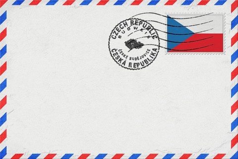 Czech Republic Budweis Vintage Air Mail Envelope with Flag and Postmark