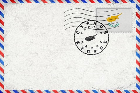 Cyprus Paphos Vintage Air Mail Envelope with Flag and Postmark