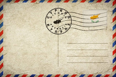 Cyprus Nicosia Vintage Air Mail Envelope with Flag and Postmark