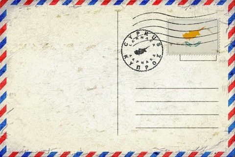 Cyprus Larnaca Vintage Air Mail Envelope with Flag and Postmark