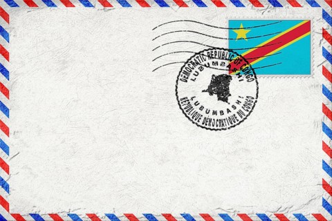 Democratic Republic of Congo Lubumbashi Vintage Air Mail Envelope with Flag and Postmark