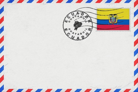 Ecuador Guayaquil Vintage Air Mail Envelope with Flag and Postmark