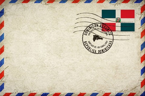 Dominican Republic Santiago de los Caballeros Vintage Air Mail Envelope with Flag and Postmark