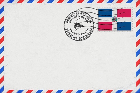 Dominican Republic Puerto Plata Vintage Air Mail Envelope with Flag and Postmark