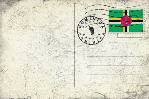 Dominica Mahaut Old Style Mail Envelope with Flag and Postmark