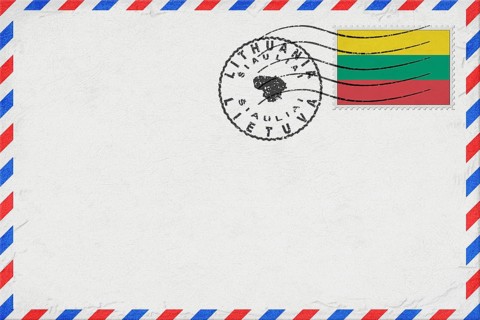 Lithuania Siauliai Vintage Air Mail Envelope with Flag and Postmark