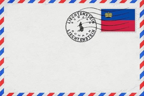 Liechtenstein Schaan Vintage Air Mail Envelope with Flag and Postmark