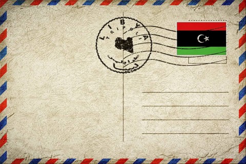 Libya Tripoli Vintage Air Mail Envelope with Flag and Postmark