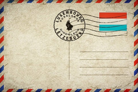 Luxembourg Dudelange Vintage Air Mail Envelope with Flag and Postmark