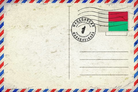 Madagascar Antananarivo Vintage Air Mail Envelope with Flag and Postmark