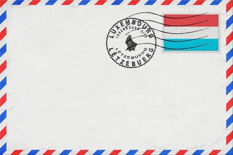 Luxembourg Luxembourg City Vintage Air Mail Envelope with Flag and Postmark