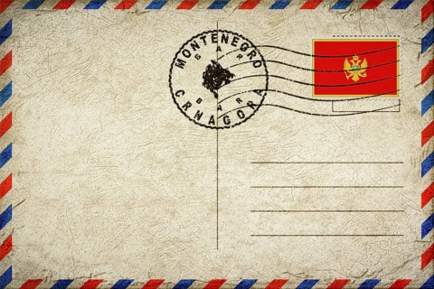 Montenegro Bar Vintage Air Mail Envelope with Flag and Postmark