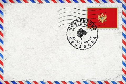 Montenegro Bijelo Polje Vintage Air Mail Envelope with Flag and Postmark