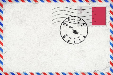 Malta Qormi Vintage Air Mail Envelope with Flag and Postmark