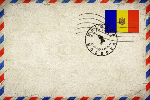 Moldova Chisinau Vintage Air Mail Envelope with Flag and Postmark