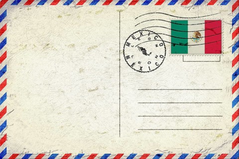 Mexico Leon Vintage Air Mail Envelope with Flag and Postmark