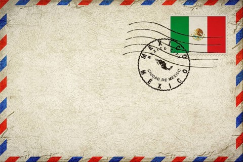 Mexico Mexico City Vintage Air Mail Envelope with Flag and Postmark