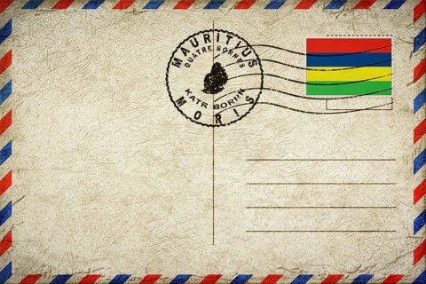 Mauritius Quatre Bornes Vintage Air Mail Envelope with Flag and Postmark