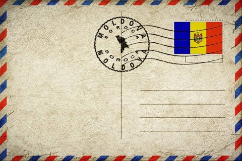 Moldova Soroca Vintage Air Mail Envelope with Flag and Postmark