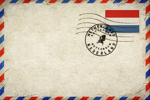 Netherlands Rotterdam Vintage Air Mail Envelope with Flag and Postmark