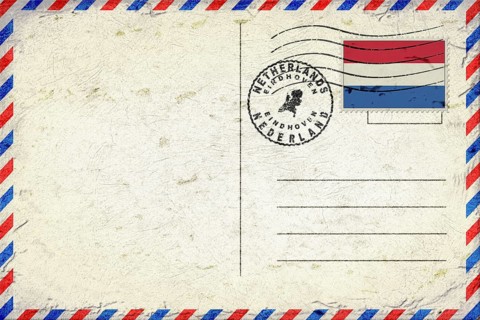 Netherlands Eindhoven Vintage Air Mail Envelope with Flag and Postmark