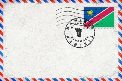 Namibia Windhoek Vintage Air Mail Envelope with Flag and Postmark