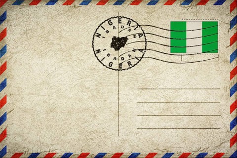 Nigeria Ibadan Vintage Air Mail Envelope with Flag and Postmark