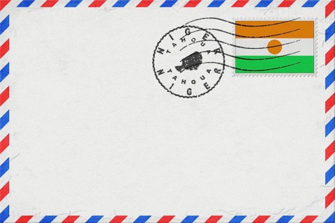 Niger Tahoua Vintage Air Mail Envelope with Flag and Postmark