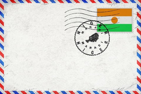 Niger Maradi Vintage Air Mail Envelope with Flag and Postmark
