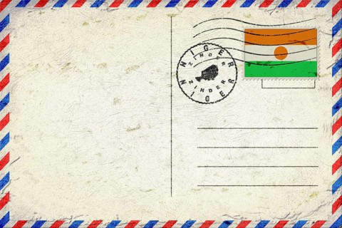 Niger Zinder Vintage Air Mail Envelope with Flag and Postmark