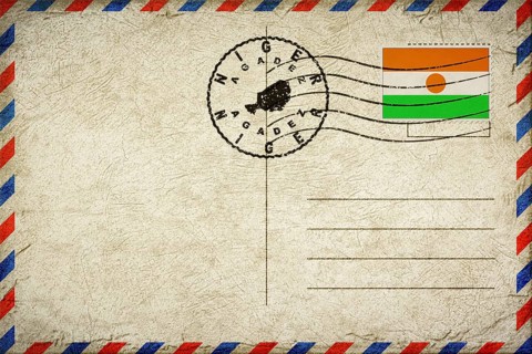 Niger Agadez Vintage Air Mail Envelope with Flag and Postmark