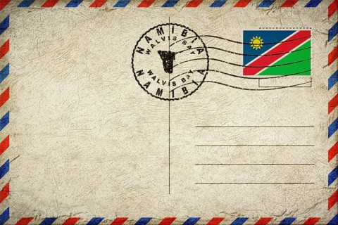Namibia Walvis Bay Vintage Air Mail Envelope with Flag and Postmark