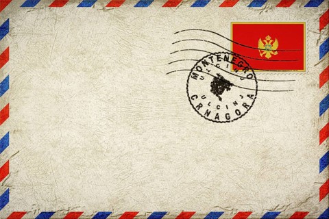 Montenegro Ulcinj Vintage Air Mail Envelope with Flag and Postmark