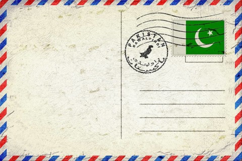Pakistan Rawalpindi Vintage Air Mail Envelope with Flag and Postmark