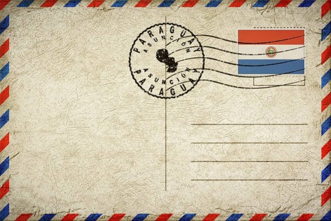 Paraguay Asuncion Vintage Air Mail Envelope with Flag and Postmark