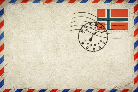 Norway Tromso Vintage Air Mail Envelope with Flag and Postmark