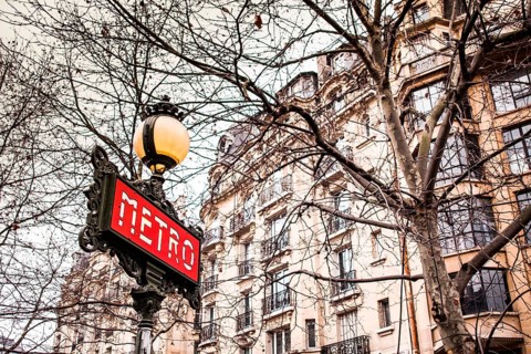 Sign for subway station. Paris, France. 28.01.2009