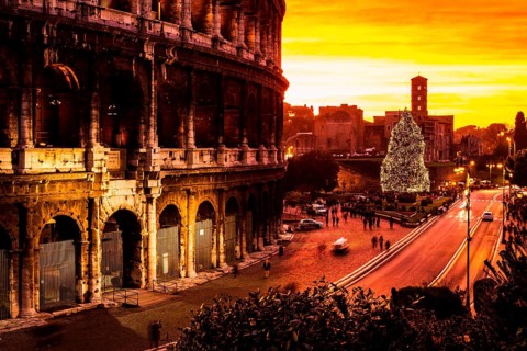 Colosseum at sunset. Rome, Province of Rome, Italy. 23.12.2012
