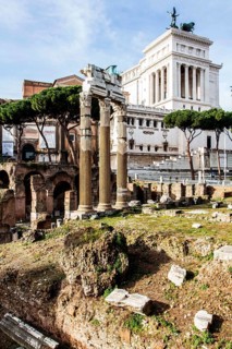 Forum of Caesar (Foro di Cesare), built between 1st century BC and 2nd century AD, with the colums