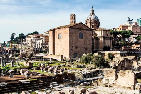 Forum of Augustus, built between 42 BC and 2 BC. Rome, Province of Rome, Italy. 23.12.2012