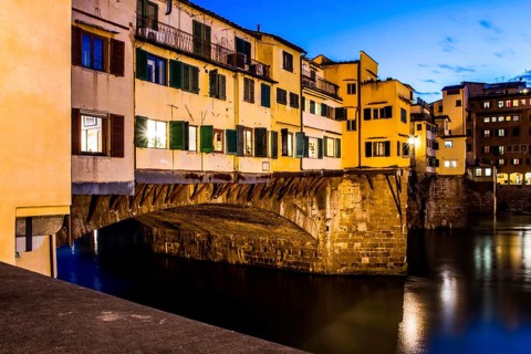 Ponte Vecchio (Old Bridge) at evening. Florence, Province of Florence, Italy. 21.12.2012