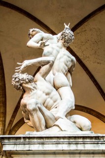 Rape of the Sabine Women sculpture, in Loggia dei Lanzi. Florence, Province of Florence, Italy. 19