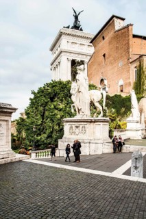 La Cordonata, a sloping road composed of transversal stripes leading to Capitoline Square (Piazza