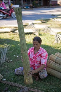 Thailand, Patthalung, Tale noi, Sorting, Separation and Tying up of the dried grey rushes or sedges