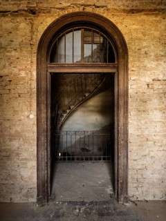 Staircase, spiral staircase, castle, door frame, archway, cover, illustration, entrance, mystical,